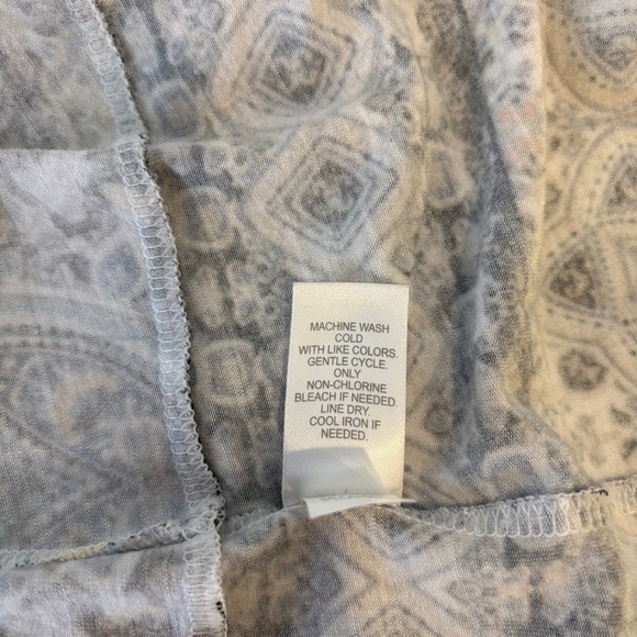 J. Jill Sleeveless Maxi Dress Large Blue Tan Paisley Medallion V-Neck Stretch - Picture 9 of 9